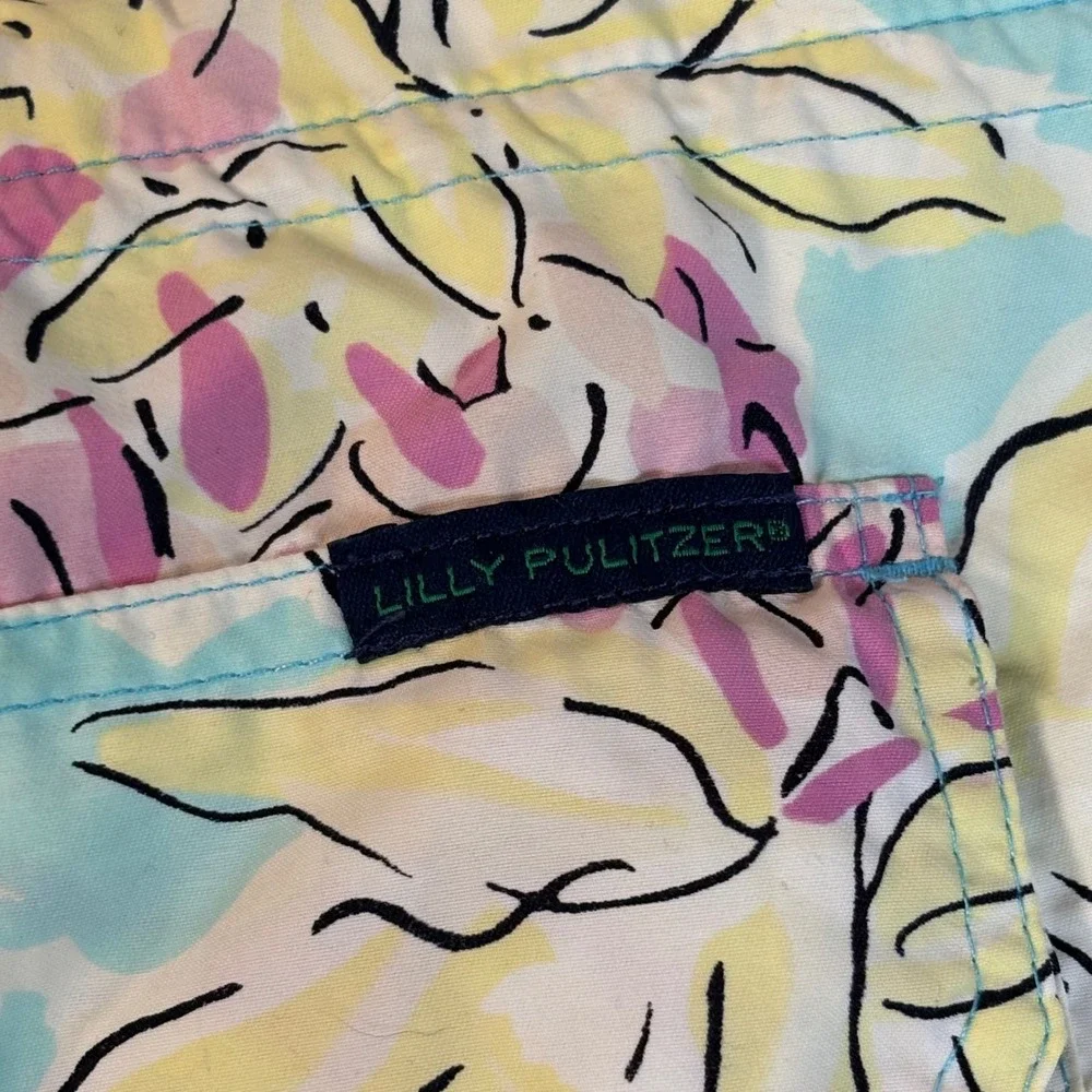 Lilly Pulitzer Mens Capri Trunk Swim‎ Shorts mens medium yellow floral print